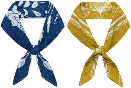 Gsyziux Floral Bandanas For Women, 22" X 22" Cotton Womens Head Scarf Girls Headscarf for Party Prom Date Casual (Blue 2 + Yellow)