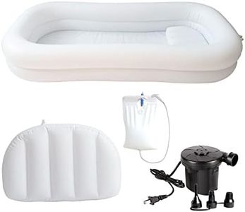 Timisea Medical Inflatable Bathtub, Portable Bed for Geriatric, Elderly, Disabled Bedridden Patients, Handicapped, Air Pump Adult PVC Bathtub with Water Bag Air Pillow, Bath in Bed (Double Layer)