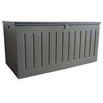 Olsen & Smith 830L MASSIVE Capacity Outdoor Garden Storage Box With Padlock Plastic Shed - Weatherproof & Sit On with Wood Effect Chest (830 Litre, Anthracite)