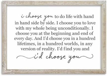 I Choose You To Do Life Sign Wall Decor 16X11 Inch Bedroom Marriage Quote Romantic Love Art Wood Framed Modren Home Wedding Artwork Love Vow Newlywed Wall Hanging (White)