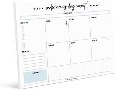 Bliss Collections Weekly Planner Tear Off Pad, 50 Undated Sheets, Desk Notepad, Motivational Daily Calendar, Task Planner, to Do List, Productivity Schedule Organiser, Habit Tracker, 210 x 297 mm