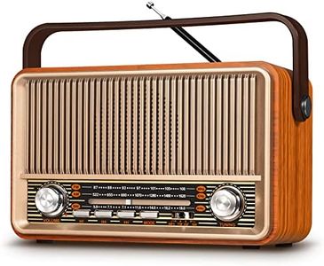 PRUNUS J-120 Retro Vintage Radio Portable AM FM with Bluetooth,Transistor Radio Plug in Wall or Rechargeable Battery Powered Radio with AUX TF Card USB Playing for Home Outdoor Gift