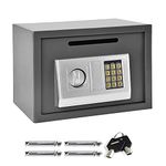 Electronic Digital Safe Box Large 16 Litre Volume for Home Hotel Security with 4 Locking Bolts and 2 Keys Wall or Floor Mounted 25x35x25CM, Grey