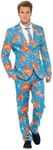 Smiffy's Men's Aloha! Suit, Jacket, Pants and Tie, Stand Out Suits, Serious Fun, Size L, 40083 Blue