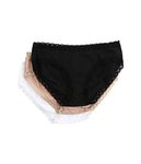 Natori Women's Bliss: Girl Brief 3 Pack Pant, Black/Caffe/White, Medium