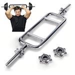 tonchean 34" Triceps Bar Solid Hammer Curl Bar Curl Barbell with Spring Collars Tricep Barbell Training Bar Tricep Weight Bar for Squats Deadlifts Shrugs Building UP a Good Physique 330LBS