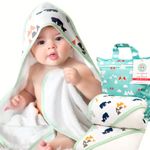 Premium Baby Hooded Towel for Boys or Girls - Organic Super Soft Bamboo Baby Towel - Highly Absorbent Baby Bath Towel with Hood - Fits Newborns Babies and Toddlers Ages 0 to 3 - Wet Dry Bag Included