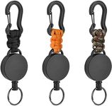 3 Pack Retractable Keychain, Heavy Duty Retractable Keychain, Retractable ID Badge Clip Reel with Steel Cable and Carabiner Clip, Badge Reel Carabiner Key Chain（Carabiner）