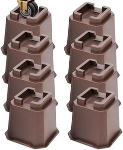 MCXYEM Adjustable Bed Furniture Risers Elevation in Heights Heavy Duty Risers for Both Posts and Wheels of Furniture Sofa Bed Couch Table (Brown 8 Pack, 5 Inch)