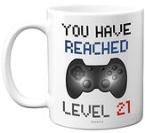 21st Birthday Gamer Gift - Level 21 Gamer Mug, 21st Birthday Gifts, Dishwasher Safe Coffee Mugs Cup, 21st Birthday Gifts for Men or Women, Retro Video Game, Novelty Mug, Gaming Gifts for Him or Her