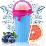 500ml Capacity Slushy Cup Slushie Maker Machine for Home Kids,Tiktok Portable Quick Frozen Smoothies Squeeze Cooling Cup with Cup Brush Straw and Spoon(500ml Blue)