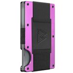 Mountain Voyage Co Leather Wallet - RFID-Blocking Card Holder with Money Clip, Electric Pink, Cash Strap