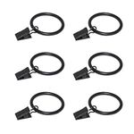 Black Curtain Rod Ring Clips, Coideal 30 Pack Rustproof Metal Drapery Ring with Hook / Hanger Clips with Eyelets for Holding Heavy Curtains Rod Set and Drapes (1.5 inch)