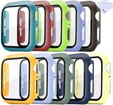 [10 Pack] 44mm Screen Protector Compatible with Apple Watch Series 6/5/4/SE 10 Colors Case iwatch 6/5/4 Tempered Glass Screen Protector 44mm Bumper Case (44mm)