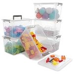 Citylife 6 Packs 5.3QT. Plastic Storage Bins with Latching Lids Clear Storage Box with handle Stackable Stoage Containers for Organizing Toys, Crafts, Tools