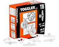 TOGGLER Toggle TB Residential Drywall Anchor, Polypropylene, Made in US, 3/8" to 1/2" Grip Range, for #6 to #14 Fastener Sizes (Pack of 100)