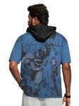 The Souled Store Official DC: Batman & Nightwing Men and Boys Short Sleeve Hooded Neck Blue Graphic Printed Cotton Oversized T-Shirts