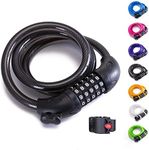 Bike Lock Bicycle Lock Chain ，5-Digit Combination Lock Core Steel Wire Bike Lock Security&Portable Bicycle Locks,1.1m x 1/2 inch (Black)