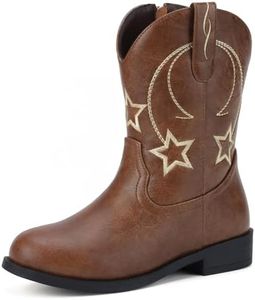 Choiran Cowboy Boots for Girls and Boys - Western Cowgirl Boots for Toddler Little Big Kids Riding Shoes with Side Zipper Round Toe