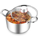 TeamFar 8 Quart Stock Pot, Stainless Steel Tri-ply Stockpot Pasta Cooking Pot with Glass Lid, for Induction Electric Gas Ceramic Stoves, Toxic Free & Heavy Duty, Double Handles & Dishwasher Safe