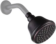 Solid Metal Fixed Shower Head | 1.75 GPM Low Flow Showerhead | 4 Inch Round Showerhead for Universal Wall Mount Installation