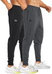 BROKIG Men's Carrot Sweatpants with Zipper Pockets Tapered Joggers Men Track Pants for Workout Jogging Gym Casual(Classic Black/Classic Dark Grey,Large)