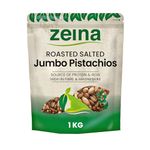 Zeina Jumbo Pistachios (1Kg) - Delicious Roasted Salted Jumbo Pistachio Nuts, Gluten Free and Vegan Approved Healthy Premium Snacking