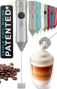Zulay Kitchen Rechargeable Milk Frother Handheld - Frother Wand, Drink Mixer, Electric Whisk Frother, for Cappuccinos, Matcha & Protein Powder - Dynamic Triple Whisk, 3 Speed 500mAh Silver