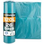 Hinrichs Bin Bags 120L Extra Strong - 70x110 cm - Roll of 26 - Heavy Duty Garbage Bags - Refuse Bags made of recycled LDPE - Blue Bags - Waste Bags for Gardens, Households and Construction Sites