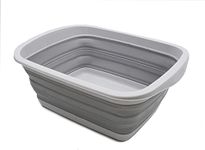 SAMMART Collapsible Tub - Foldable Dish Tub - Portable Washing Basin - Space Saving Plastic Washtub (Grey, 1)