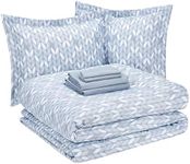 Amazon Basics 7-Piece Lightweight Microfiber Bed-in-a-Bag Comforter Bedding Set - King, Gray Leaf