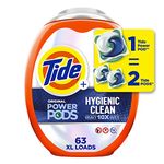 Tide Hygienic Clean Heavy 10x Duty Power PODS Laundry Detergent Liquid Soap Pods, Original, 63 count, For Visible & Invisible Dirt