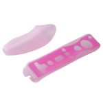 OSTENT Soft Silicon Cover Case Skin Pouch for Nintendo Wii Remote Nunchuk Controller Color Pink