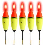 QualyQualy 5Pcs LED Light Bobbers Fishing Floats Fishing Bobbers Saltwater Freshwater Night Fishing Fishing Floats Lighted Bobbers for Crappie Walleye Catfish Bass Trout 10g