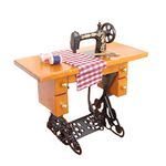 AZX Vintage Dollhouse Miniature Decorative Sewing Machine With Cloth Scissors