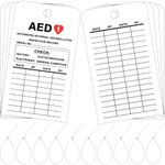 Ireer 100 Pcs AED Automated External Defibrillator Inspection Record, 5.75'' x 3.27'', Double Sided Inspection Record Tags with Cable Zip Ties AED Defibrillator Inspection Tags for Home