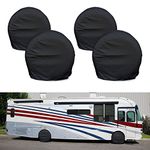 Leisure Coachworks Tire Covers for RV Wheel Set of 4, Motorhome Tire/Wheel Covers Waterproof Soft Vinyl Black Tire Protectors Tire Covers