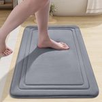 smiry Memory Foam Bath Mat, 40 x 60 cm, Extra Soft Non-Slip Bathroom Mat, Super Absorbent Quick Dry Bath Mats for Bathroom, Thick, Comfortable, Machine-Washable Bathroom Floor Rug, Dark Grey