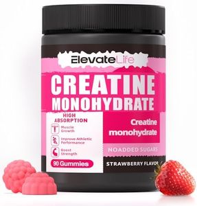NSFCertified Creatine Monohydrate Gummies 5000mg for Men & Women, Chewables Creatine Monohydrate for Muscle Strength, Muscle Builder, Energy Boost, Pre-Workout Supplement(90 Count)-Strawberries