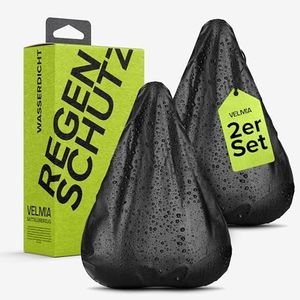 VELMIA Bicycle Cover Waterproof Outdoor Set of 2 | Non-Slip, Durable & Lightweight | Bike Seat Cover with Flexible Elastic Band for Optimum Hold | Universal Fit for MTB Trekking & City Saddles | Black