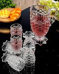 Red-Rubby Pineapple Design Crystal Glass Water Juice Jug with Glasses | 1 Jug with 6 Glasses Set for Drink | Stylish Crystal Desire Lemon Juice Water Jug | (1.3L Jug) (220 ml Each Glass)