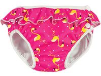 Imse Vimse Reusable Swim Diaper for Baby and Toddler Girls with Ruffle and Snaps (Pink Flamingo, L 20-26 lbs)