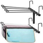 Yaocom 2 Pcs 4 Arm Swing Saddle Pad Rack Wall Mount Saddle Blanket Rack Compact Horse Stall Accessories Portable Horse Stable Organizer for 1-2 Horses Trailer Holder Storage Travel Accessory, Black