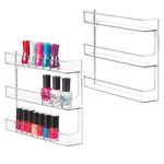 iDesign Clarity Wall Mount Nail Polish Storage Rack with Shelves for Bathroom Vanity or Closet - Clear, Pack of 2