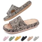 IDEINER Cloud Slides for Women Men Flip Flops Cozisliders Original Pillow Slippers Non Slip Shower Shoes Thick Sole Cushioned Sandals Bathroom Pool Beach Leopard print Size 8.5-9.5W/7-8M (40/41)