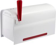 DuraLine Premium Quality Plastic Rural Mailbox - Heavy Duty High Density Polyethylene Plastic - Thick Puck Board Plastic Box - Two Way Flag - High Visibility Reflective Strip - Outdoor Post Mounted