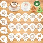 Konsait 20Pack Christmas Cake Stencil Templates Decoration, Xmas Cookie Template, Fondant Cupcake Cake Baking Painting Mold Tools, Dessert, Coffee Decorating Molds