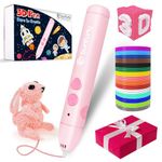 Sunfuny 3D Pen, Rechargeable 3-Dimensional Printing Pen Printer Gift for Kids with 140ft 15 Color PCL Filament Refill, USB Charging Cordless 3-D Pencil, Stylo Impression 3D Drawing Crayon Set, Pink