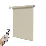 Deco Window Automatic/Motorized Polyester Blend Corded Blackout Roller Blinds for Windows Door Office Home Decor Curtains with Remote (59" Wide X 84 Long, Silver Beige)