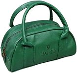 Acclaim Cwmbran Rounded Style Mini Two Bowls Synthetic Grain Leather Look Lawn Green Bowling Bag with Divider and Shoulder Strap (Green)